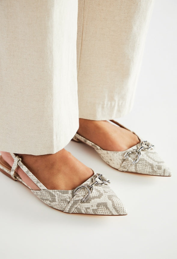 Pippa Slingback Flat Birch White