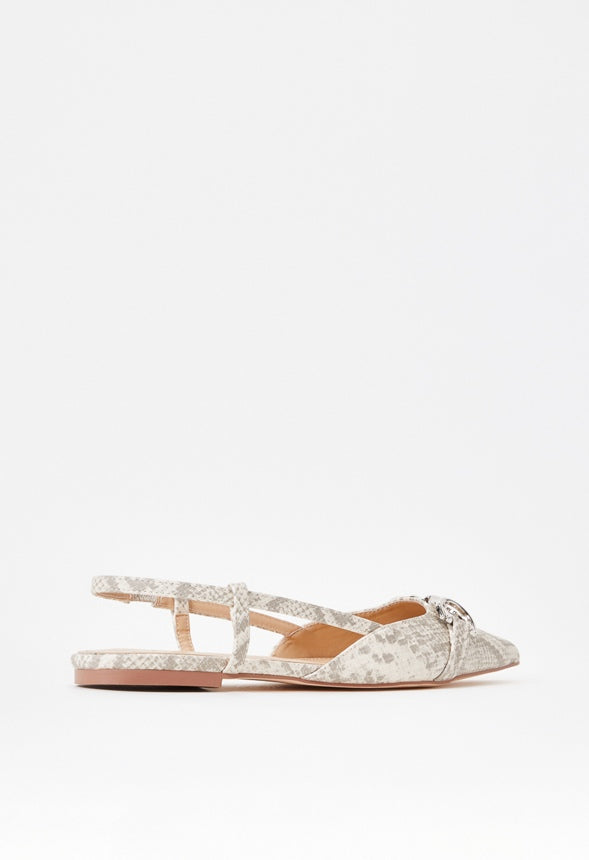 Pippa Slingback Flat Birch White