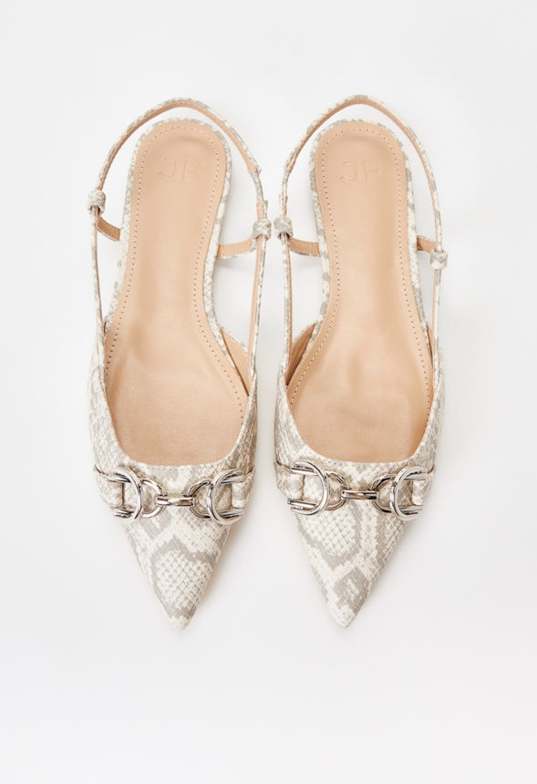 Pippa Slingback Flat Birch White