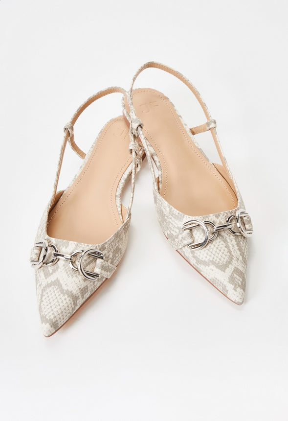 Pippa Slingback Flat Birch White