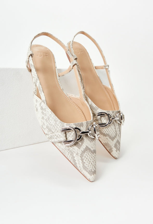 Pippa Slingback Flat Birch White