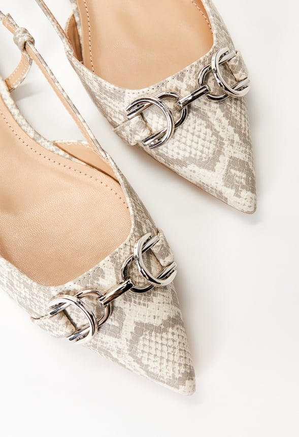 Pippa Slingback Flat Birch White