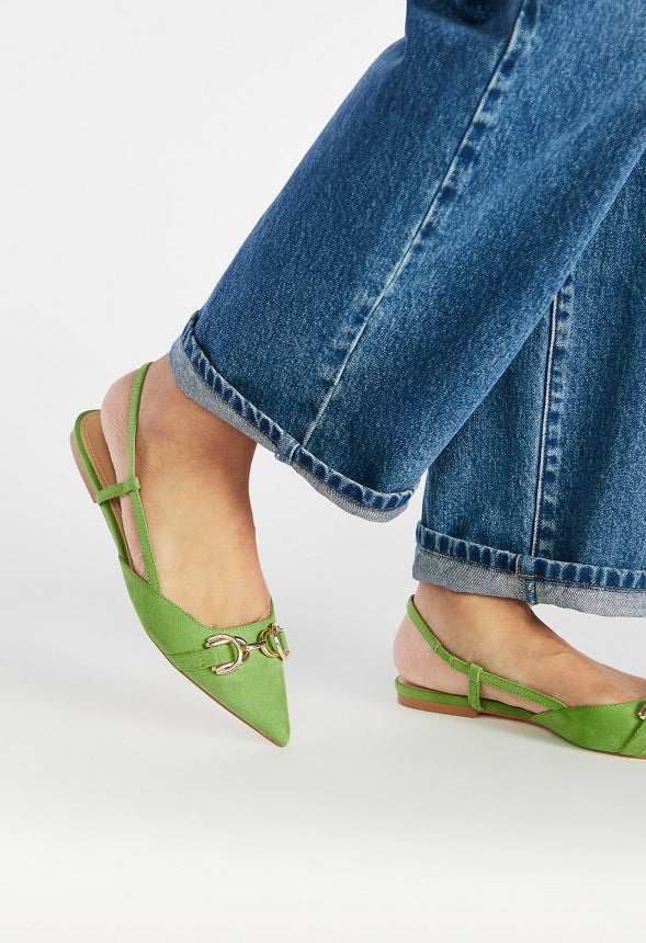 Pippa Slingback Flat Piquant Green