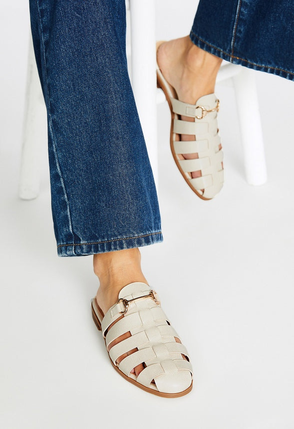 Jacinta Flat Slide Birch White
