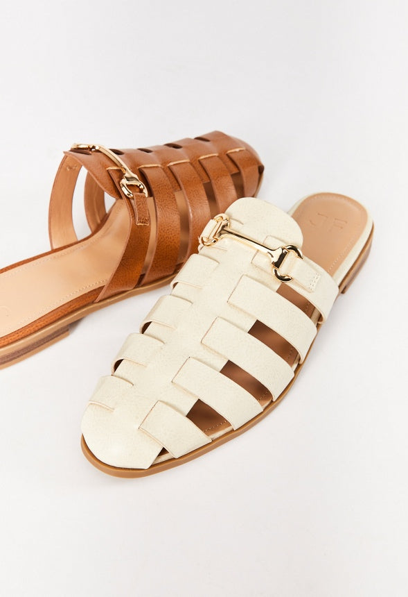 Jacinta Flat Slide Birch White
