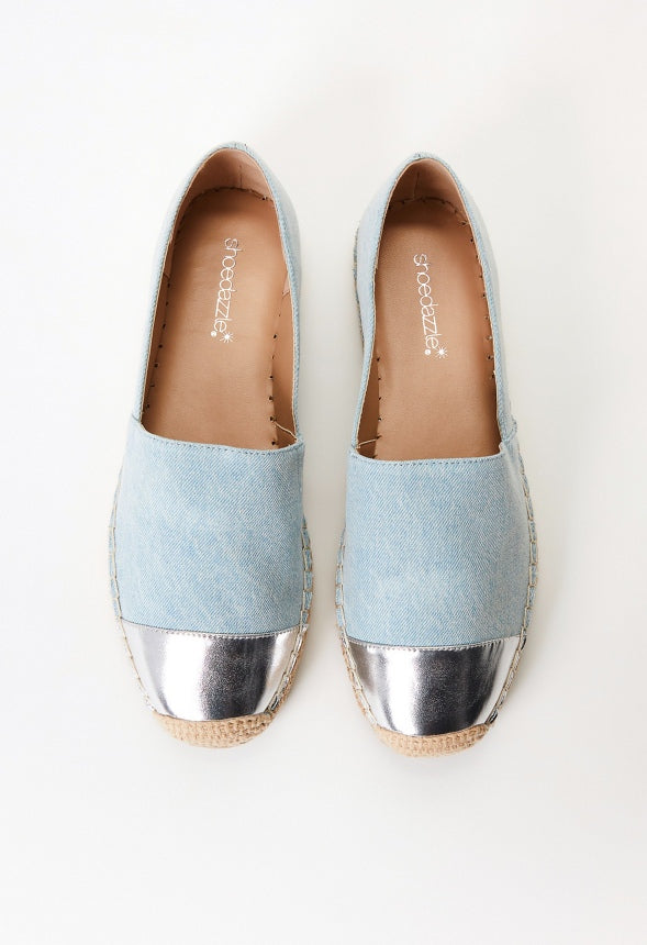 Christie Espadrille Flat Light Denim/ Silver