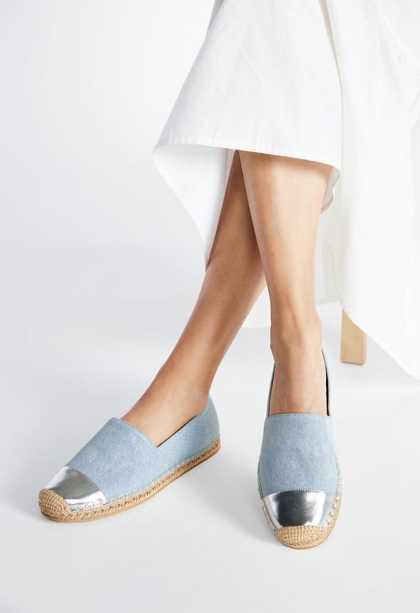 Christie Espadrille Flat Light Denim/ Silver