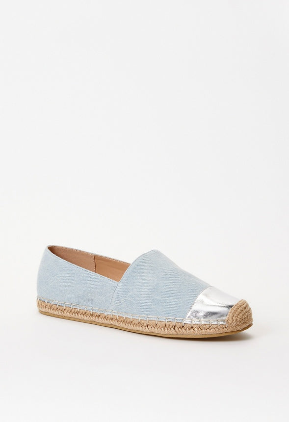 Christie Espadrille Flat Light Denim/ Silver