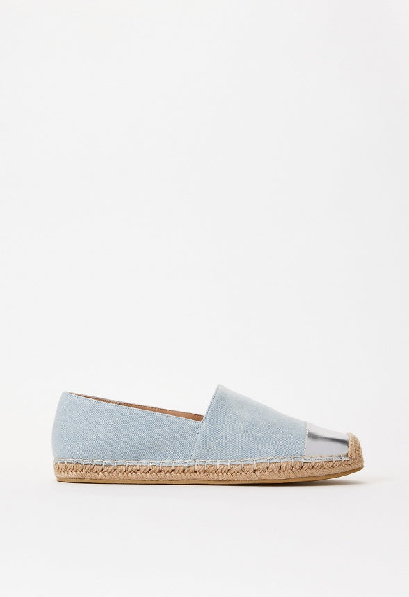 Christie Espadrille Flat Light Denim/ Silver