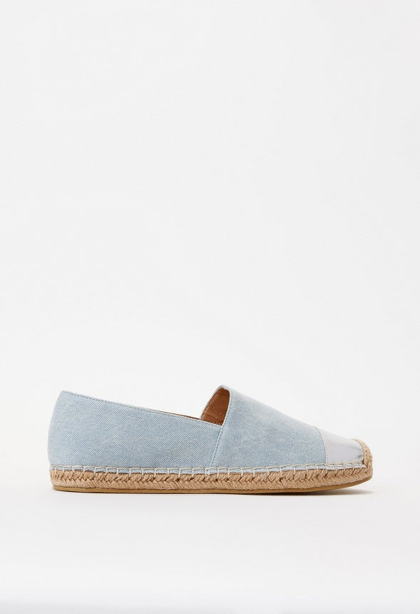 Christie Espadrille Flat Light Denim/ Silver