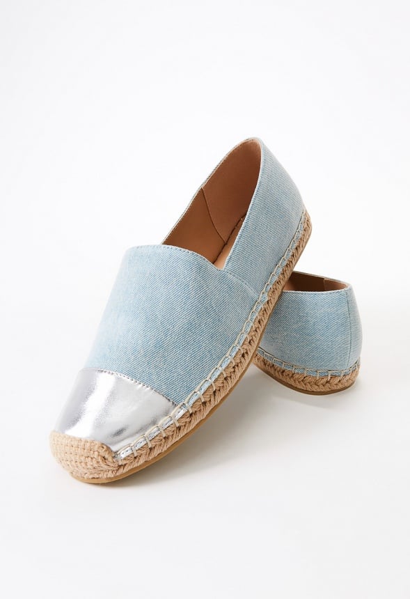 Christie Espadrille Flat Light Denim/ Silver