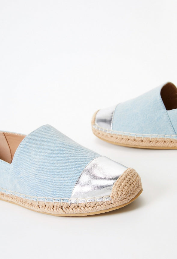 Christie Espadrille Flat Light Denim/ Silver