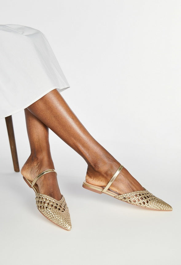 Solanna Pointed Toe Flat Gold