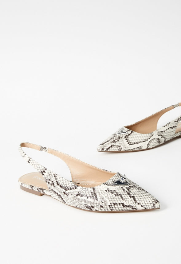 Nadira Slingback Flat Natural/ White