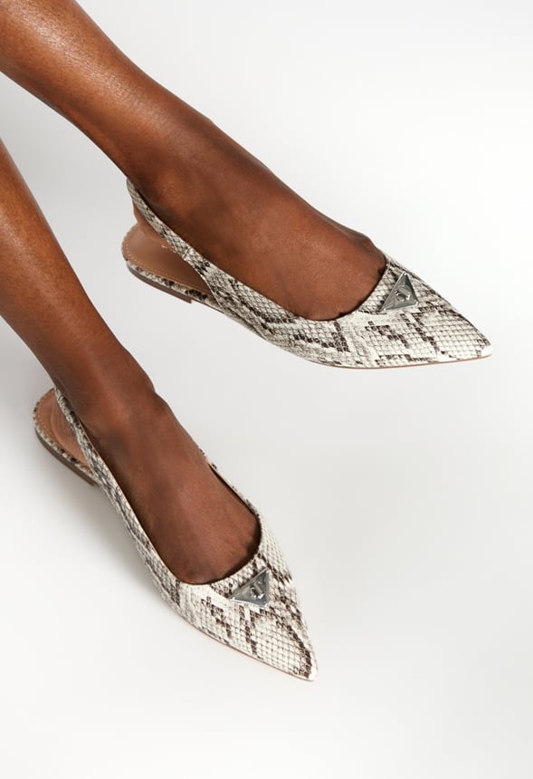 Nadira Slingback Flat Natural/ White