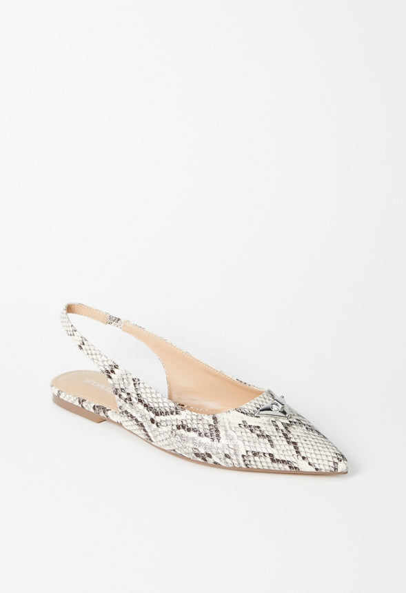 Nadira Slingback Flat Natural/ White