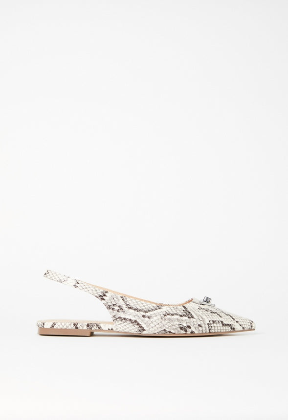 Nadira Slingback Flat Natural/ White