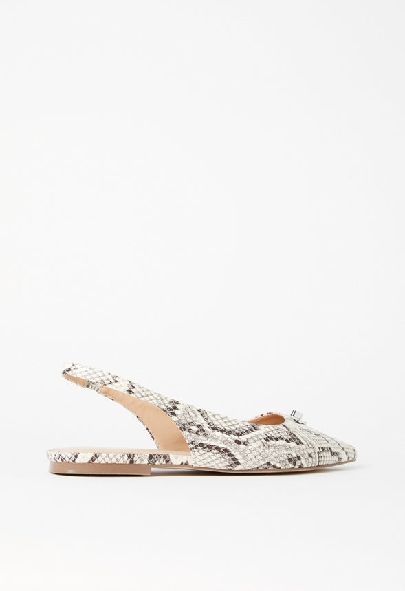 Nadira Slingback Flat Natural/ White