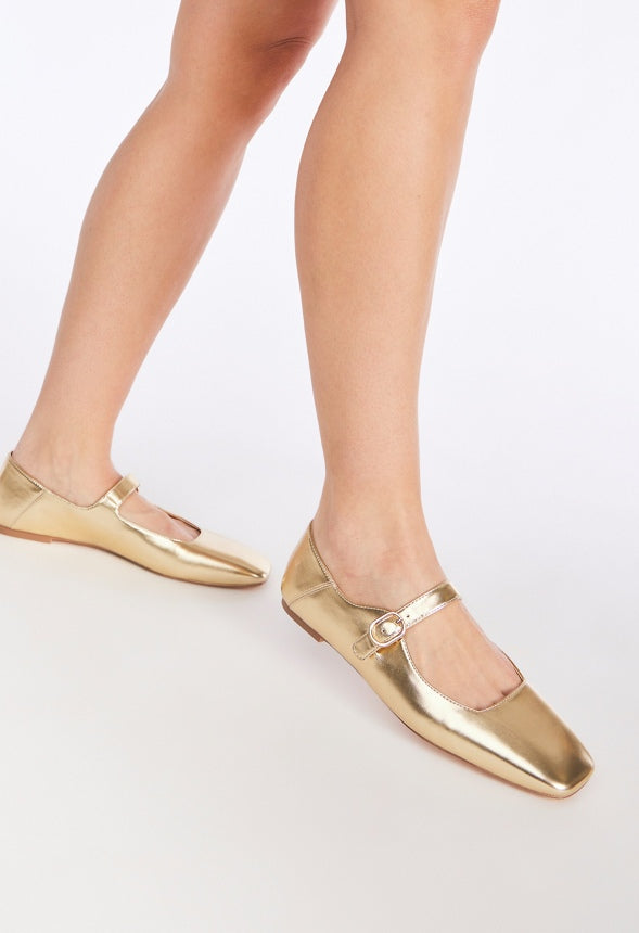 Emily Mary Jane Flat Gold