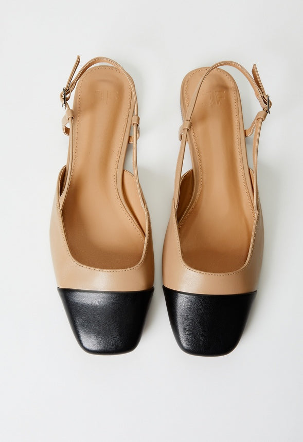 Carmina Slingback Flat New Nude/ Black