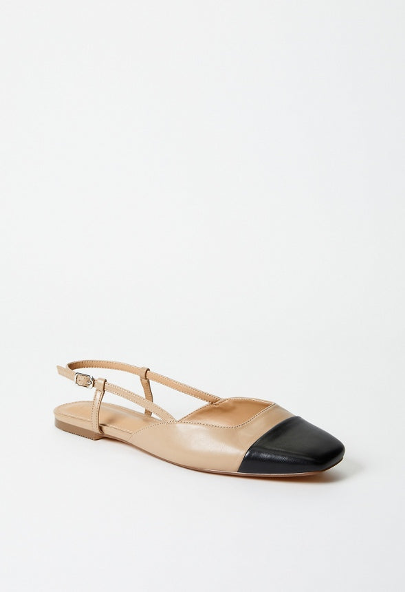 Carmina Slingback Flat New Nude/ Black