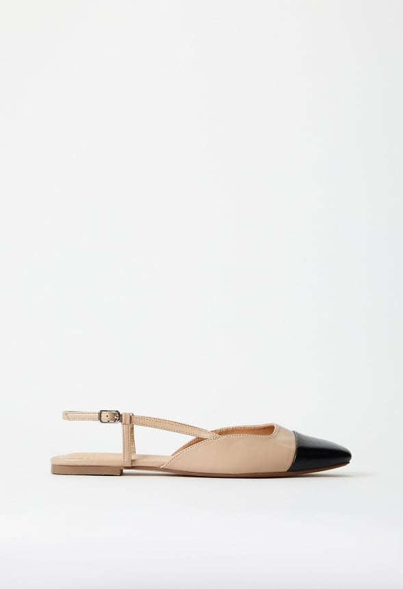 Carmina Slingback Flat New Nude/ Black
