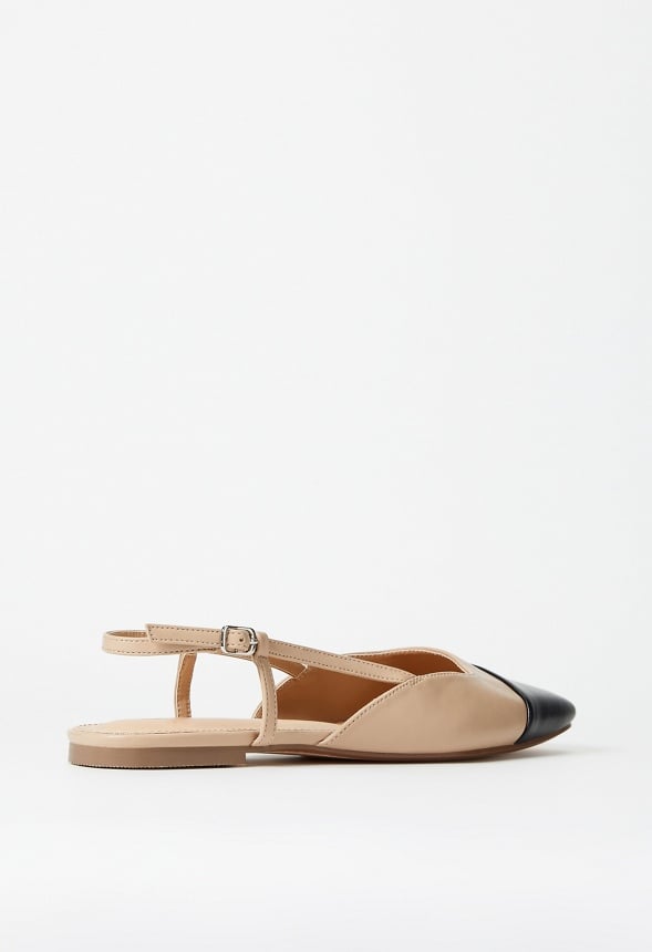 Carmina Slingback Flat New Nude/ Black