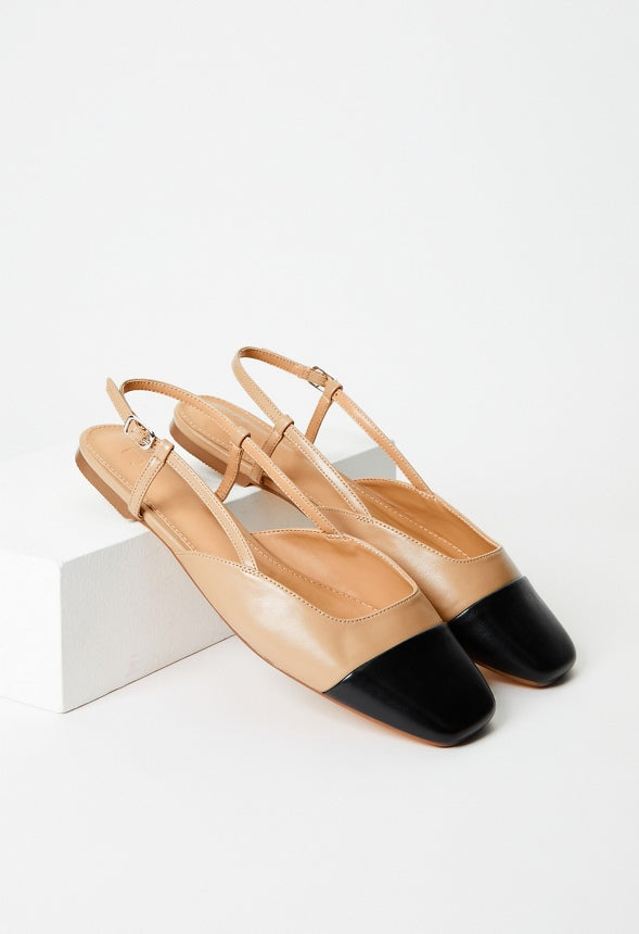 Carmina Slingback Flat New Nude/ Black