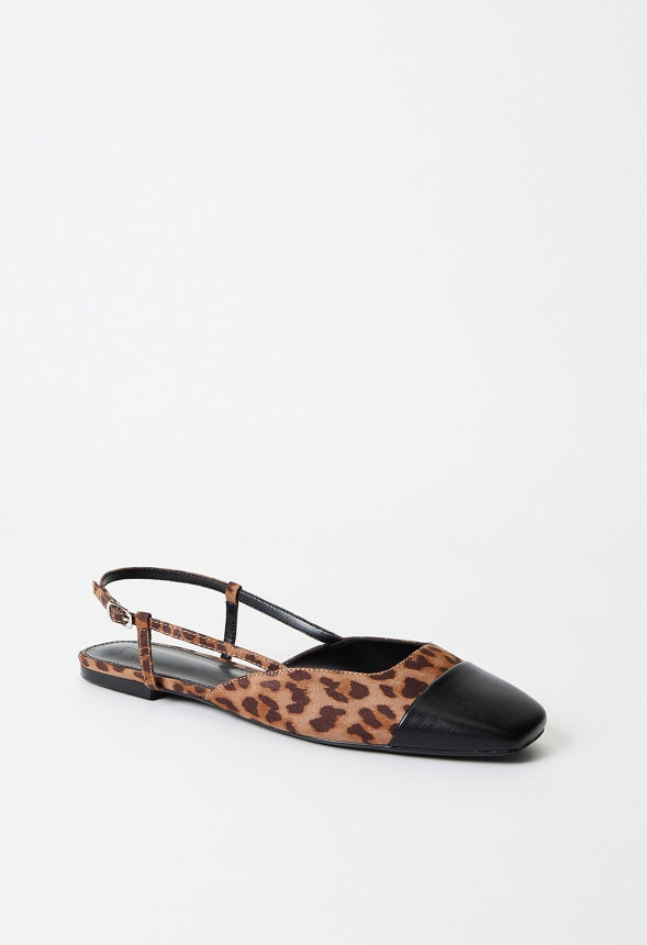 Carmina Slingback Flat Light Leopardino/ Black