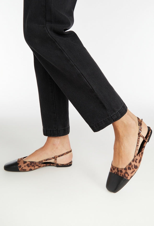 Carmina Slingback Flat Light Leopardino/ Black