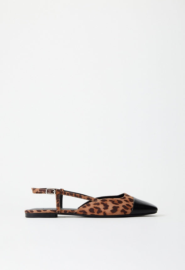 Carmina Slingback Flat Light Leopardino/ Black