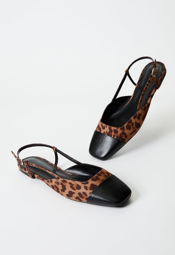 Carmina Slingback Flat Light Leopardino/ Black