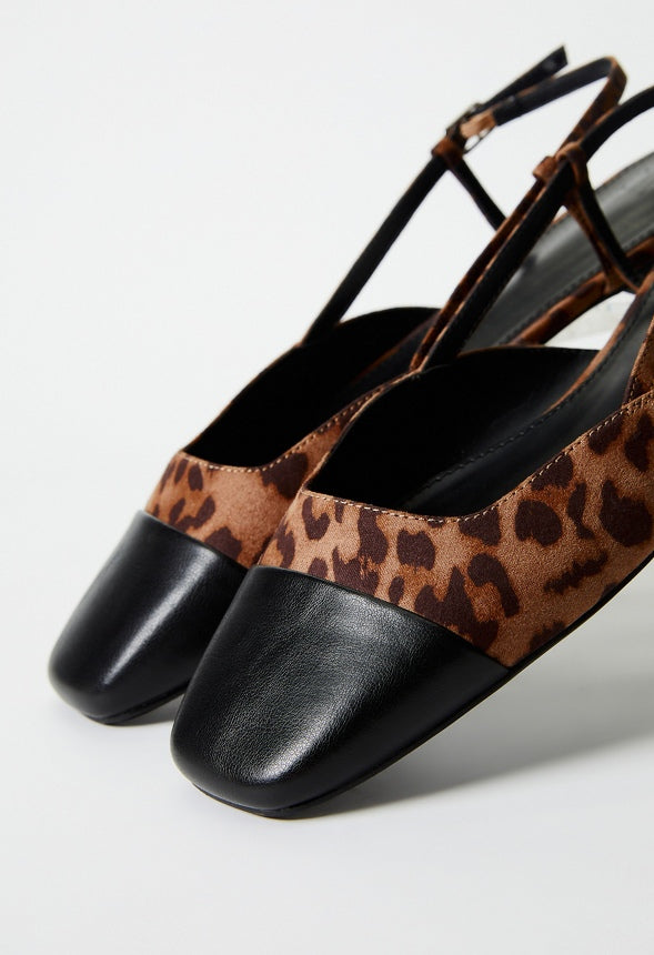 Carmina Slingback Flat Light Leopardino/ Black