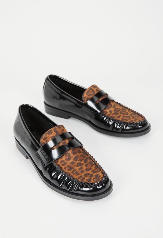 Camryn Flat Loafer Black/ Leopard Multi