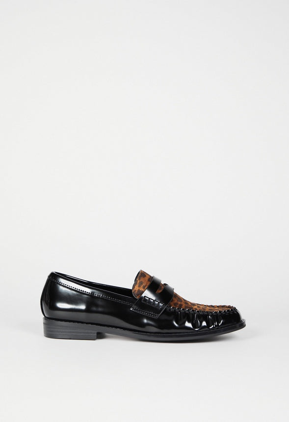 Camryn Flat Loafer Black/ Leopard Multi