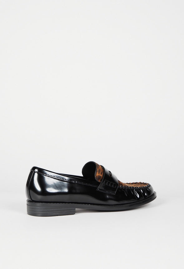 Camryn Flat Loafer Black/ Leopard Multi