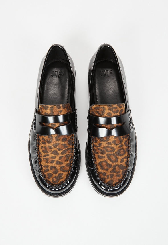 Camryn Flat Loafer Black/ Leopard Multi