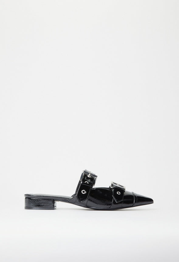 Yasmeen Flat Mule Black