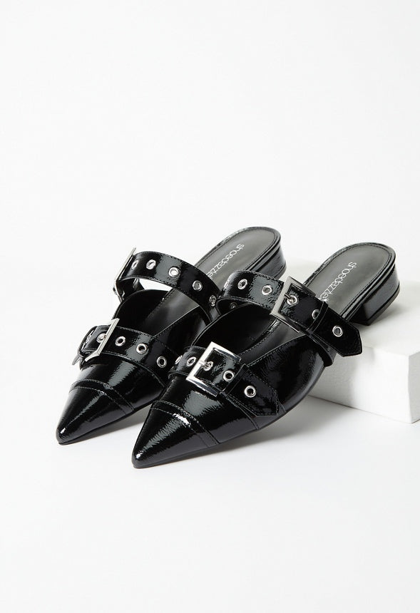 Yasmeen Flat Mule Black