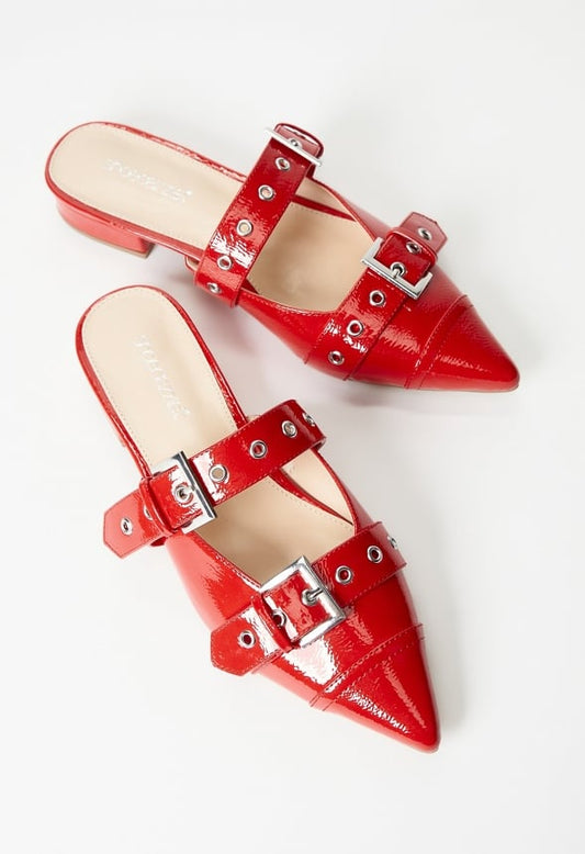 Yasmeen Flat Mule Salsa Red