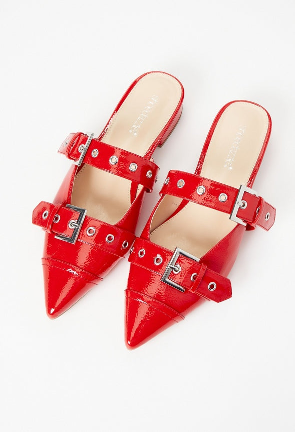 Yasmeen Flat Mule Salsa Red