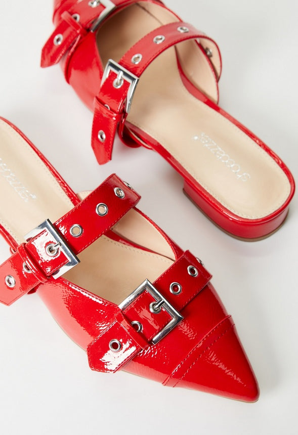 Yasmeen Flat Mule Salsa Red