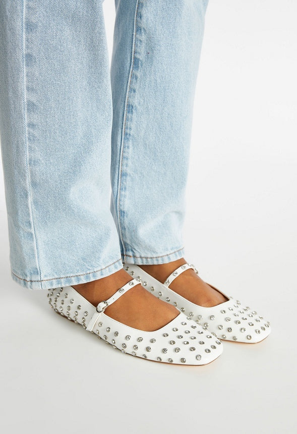 Ellidy Ballet Flat Bright White/ Silver