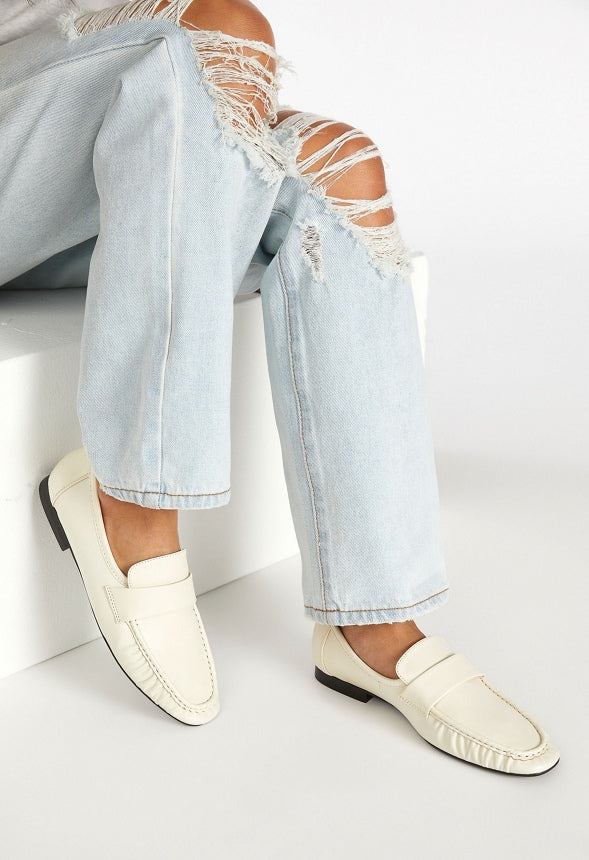 Jade Flat Loafer Birch White