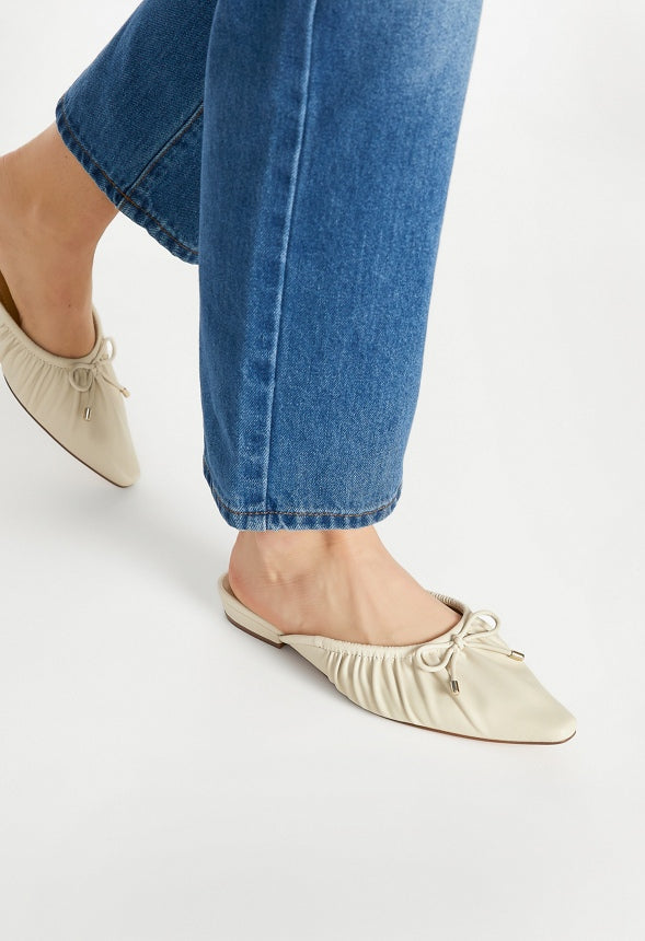 Monette Flat Mule Birch White