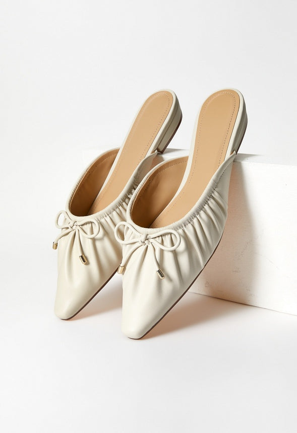 Monette Flat Mule Birch White