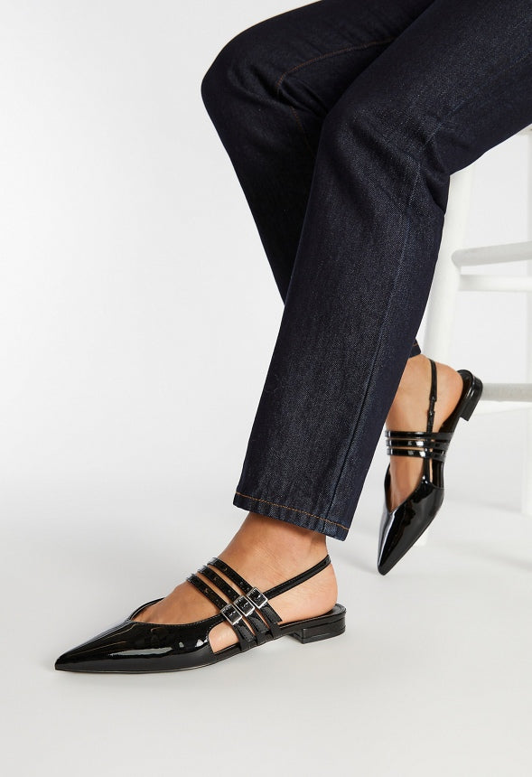 Iryna Slingback Flat Black