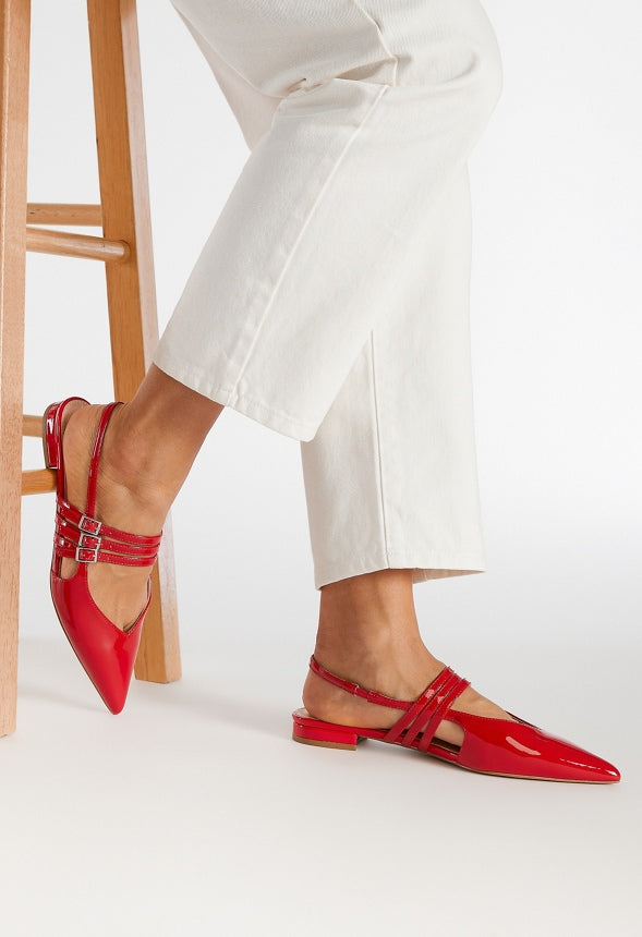 Iryna Slingback Flat Salsa Red