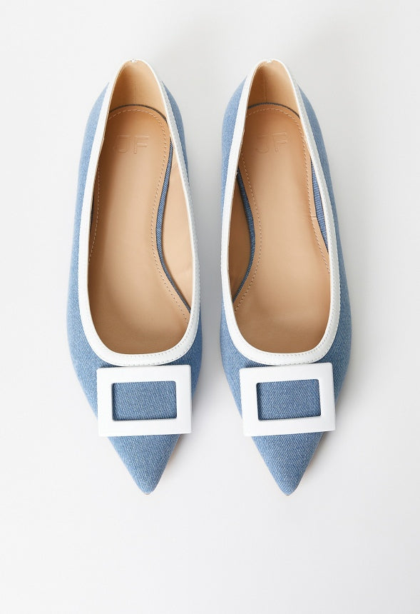Taryn Ballet Flat Medium Denim/ Bright White