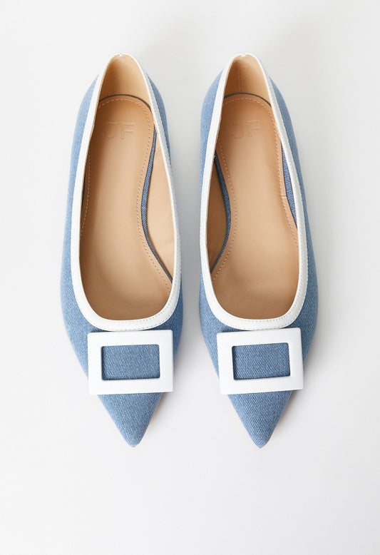 Taryn Ballet Flat Medium Denim/ Bright White